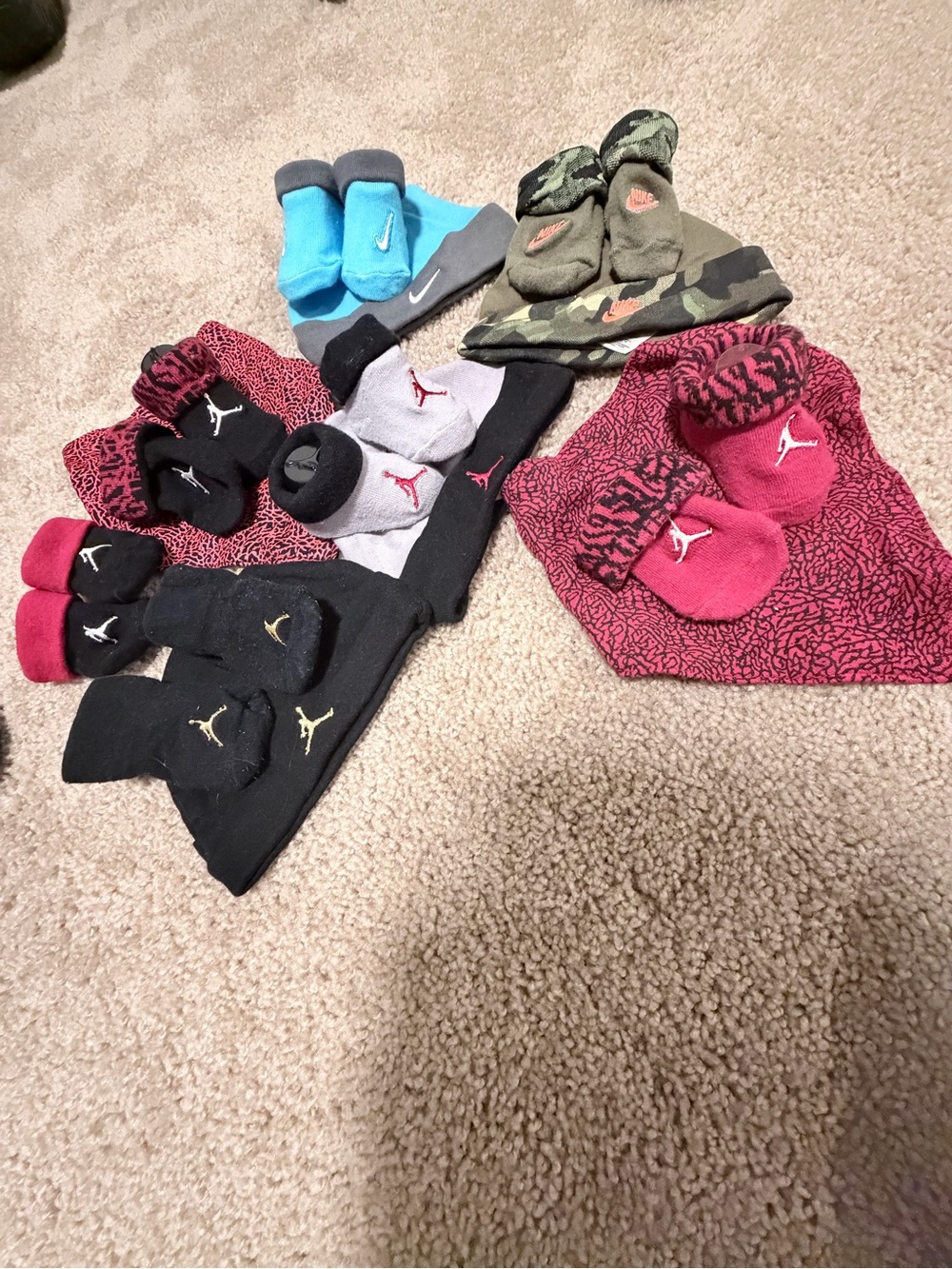 Jordan Kids Sock and Hat Set - Red, Black, Gray, Blue, Green Camo